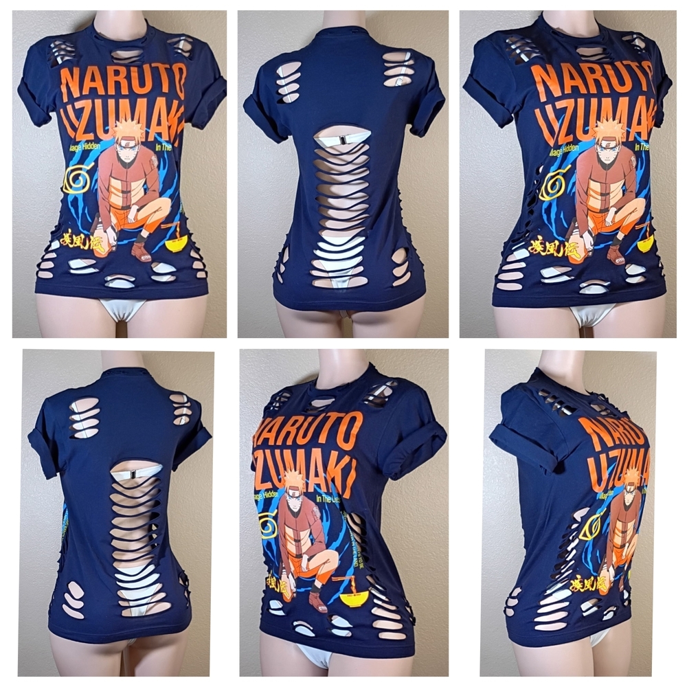 Navy Naruto Uzumaki Women's Short Sleeve Top